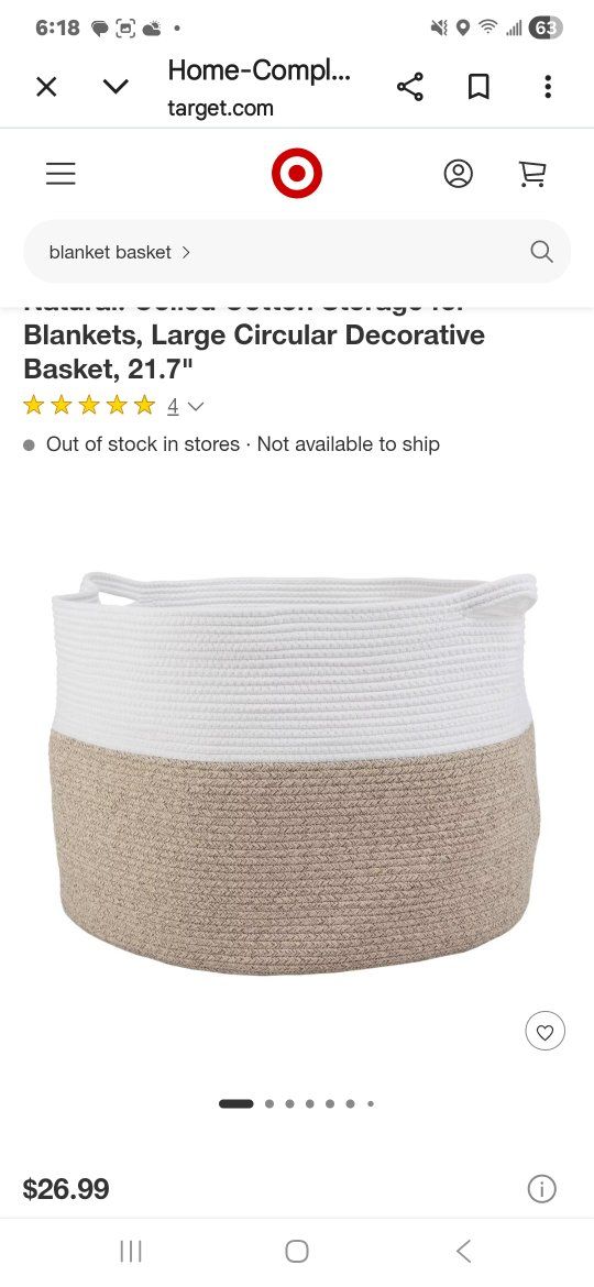 Large Cotton Rope Basket NEW in bag