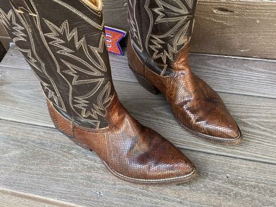 Boots Acosta Boot Co. Vintage Brown Python Cowboy Boots - Men's Western Size. 7/8 man. Pls check it in my home. Is original