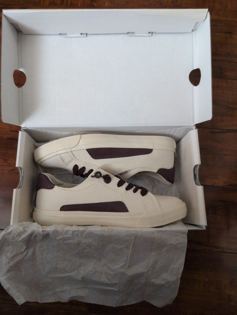 Blowfish Malibu Play Womens Shoes Size 8M Canvas Low Top Sneakers Beige/Maroon