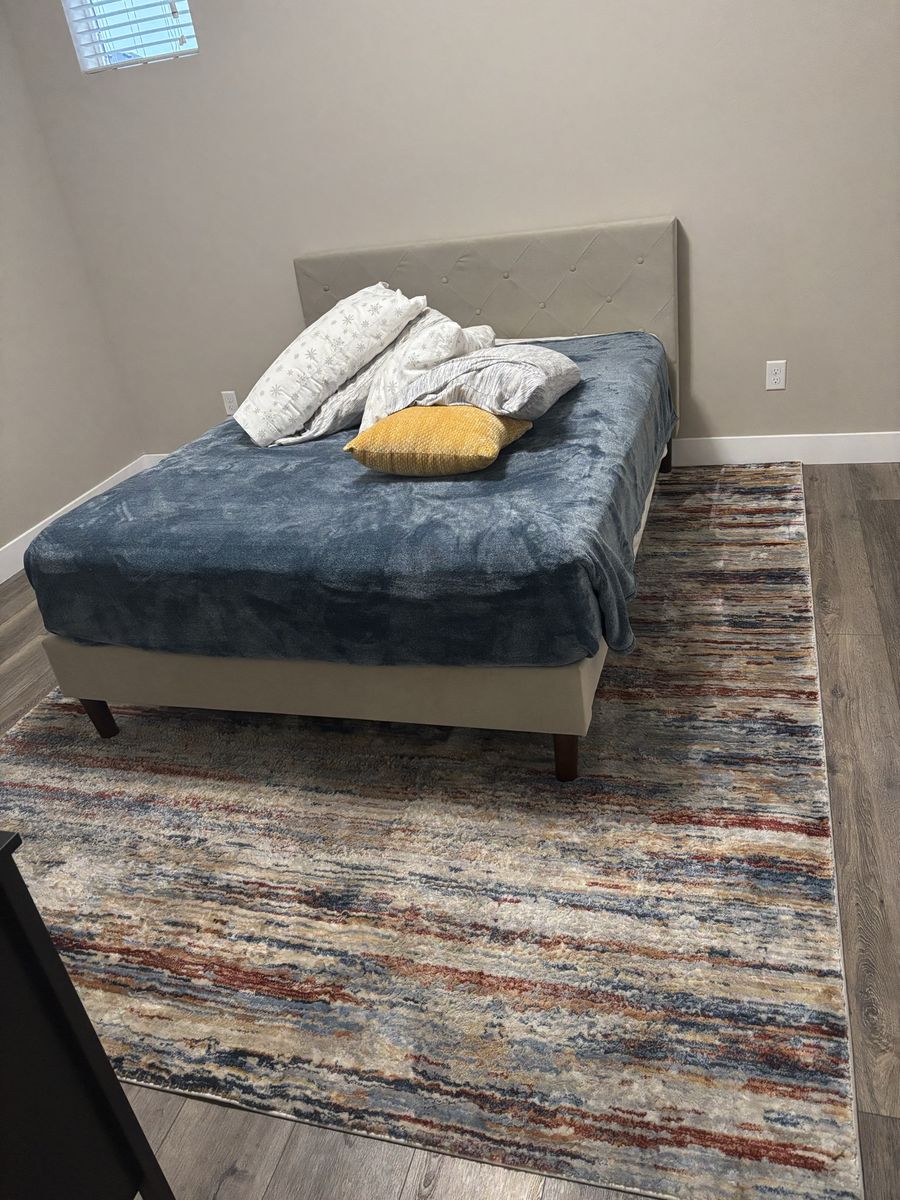 Queen bed frame and mattress