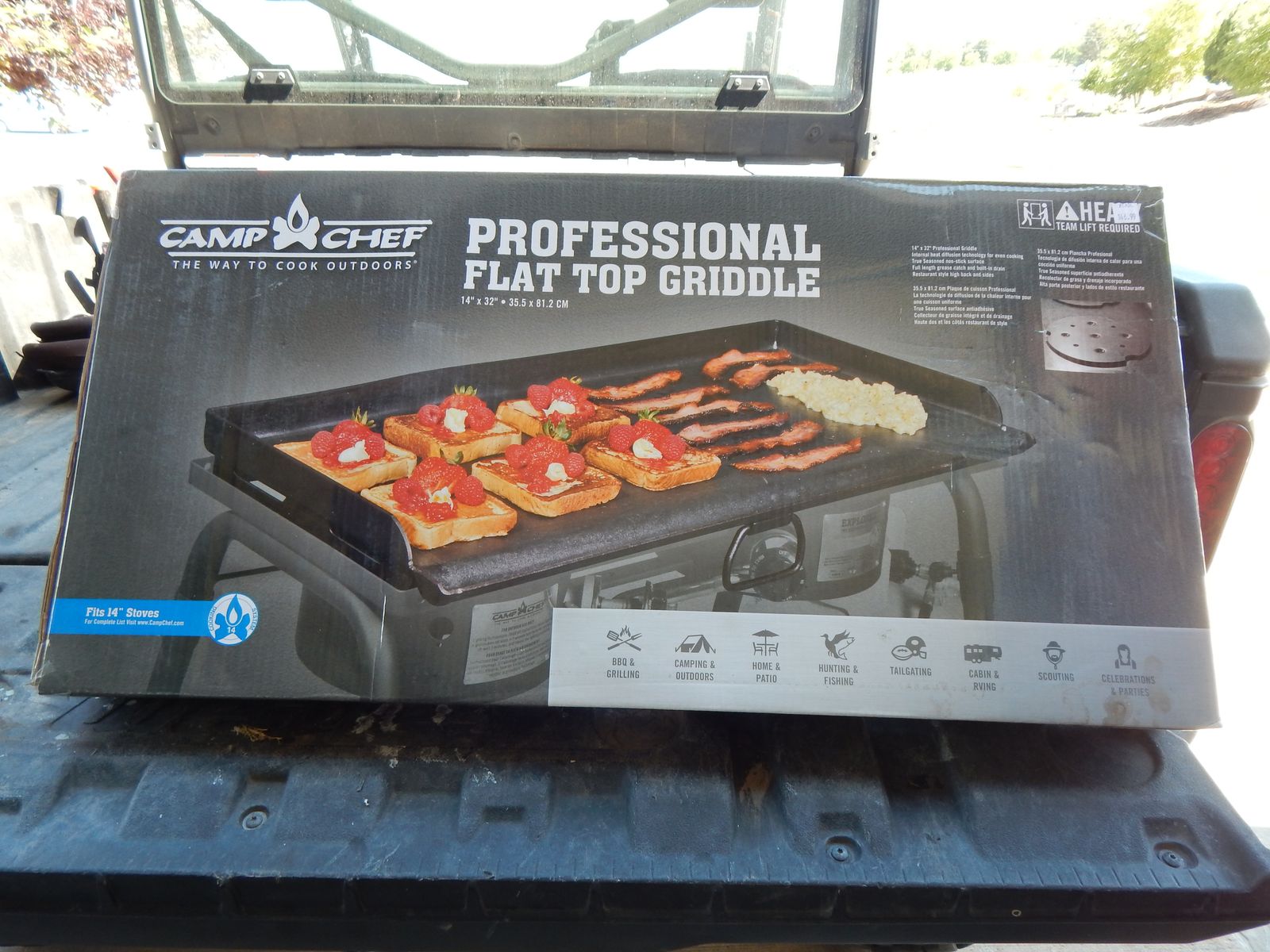 Camp Chef 2 Burner Stove w/carrying case & Camp Chef 14" x 32" Griddle w/carrying case