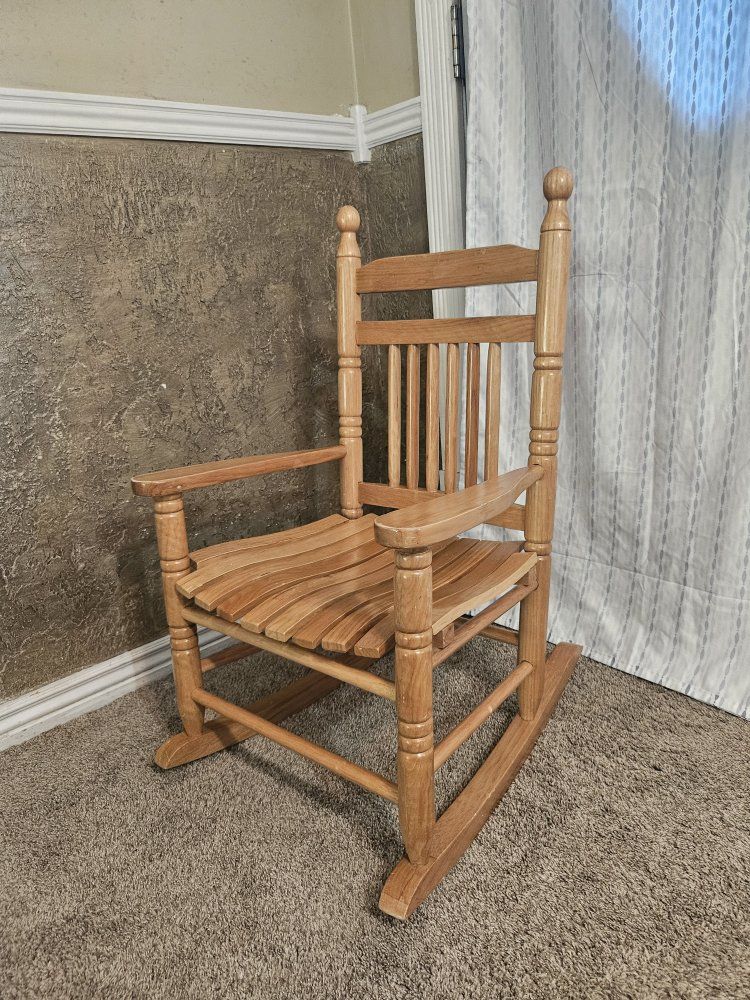 Wooden Child's Rocking Chair - Natural Finish Slatted Seat Rocker