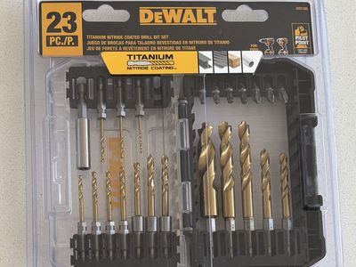 NEW DEWALT 23 Piece HEX Titanium nitride coated HSS Jobber length Twist Drill Bit Set