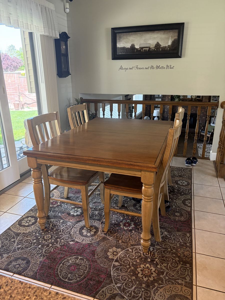 Dining Table, Chairs, Bar Stools and Buffet