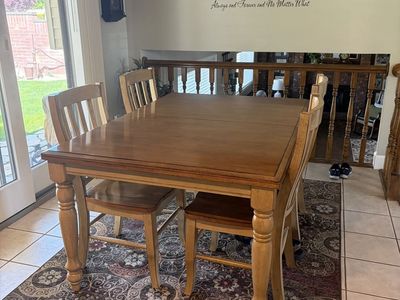 Dining Table, Chairs, Bar Stools and Buffet