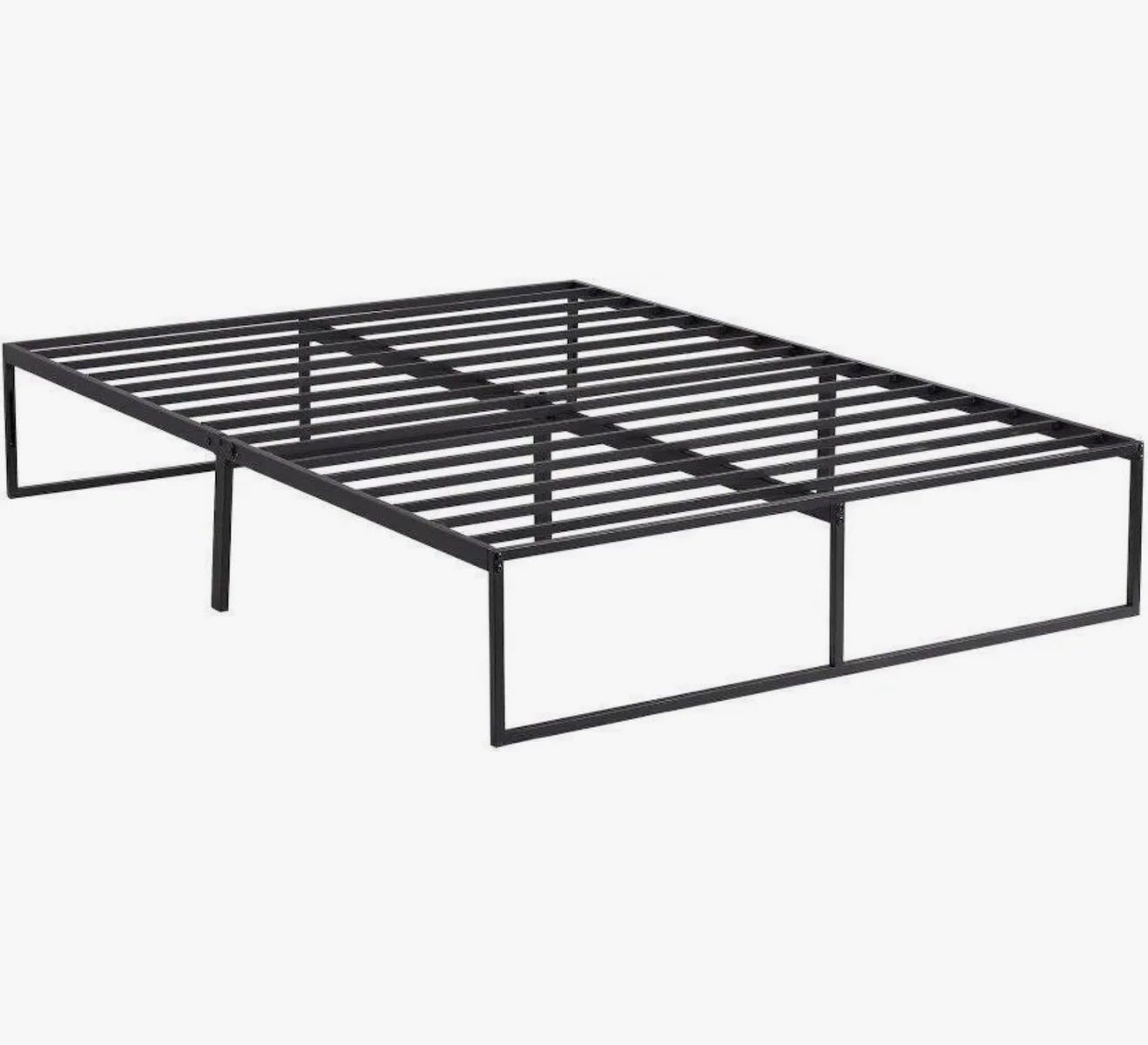 Black Metal Full Size Bed Frame Platform Foundation Mattress Support, No Box Spring Needed