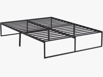 Black Metal Full Size Bed Frame Platform Foundation Mattress Support, No Box Spring Needed