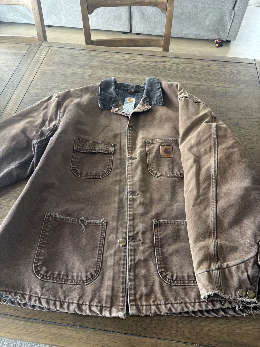 Vintage Carhartt C02 DKB Blanket Lined Detroit Chore Coat Brown 2XL Regular