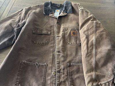 Vintage Carhartt C02 DKB Blanket Lined Detroit Chore Coat Brown 2XL Regular