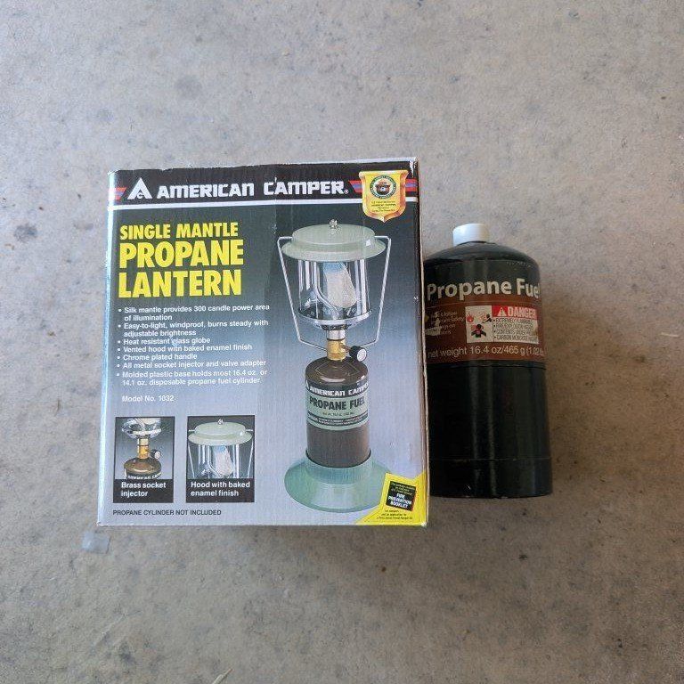 American Camper Single Mantle Propane Lantern Model 1032 - 300 Candle Power, Chrome Handle