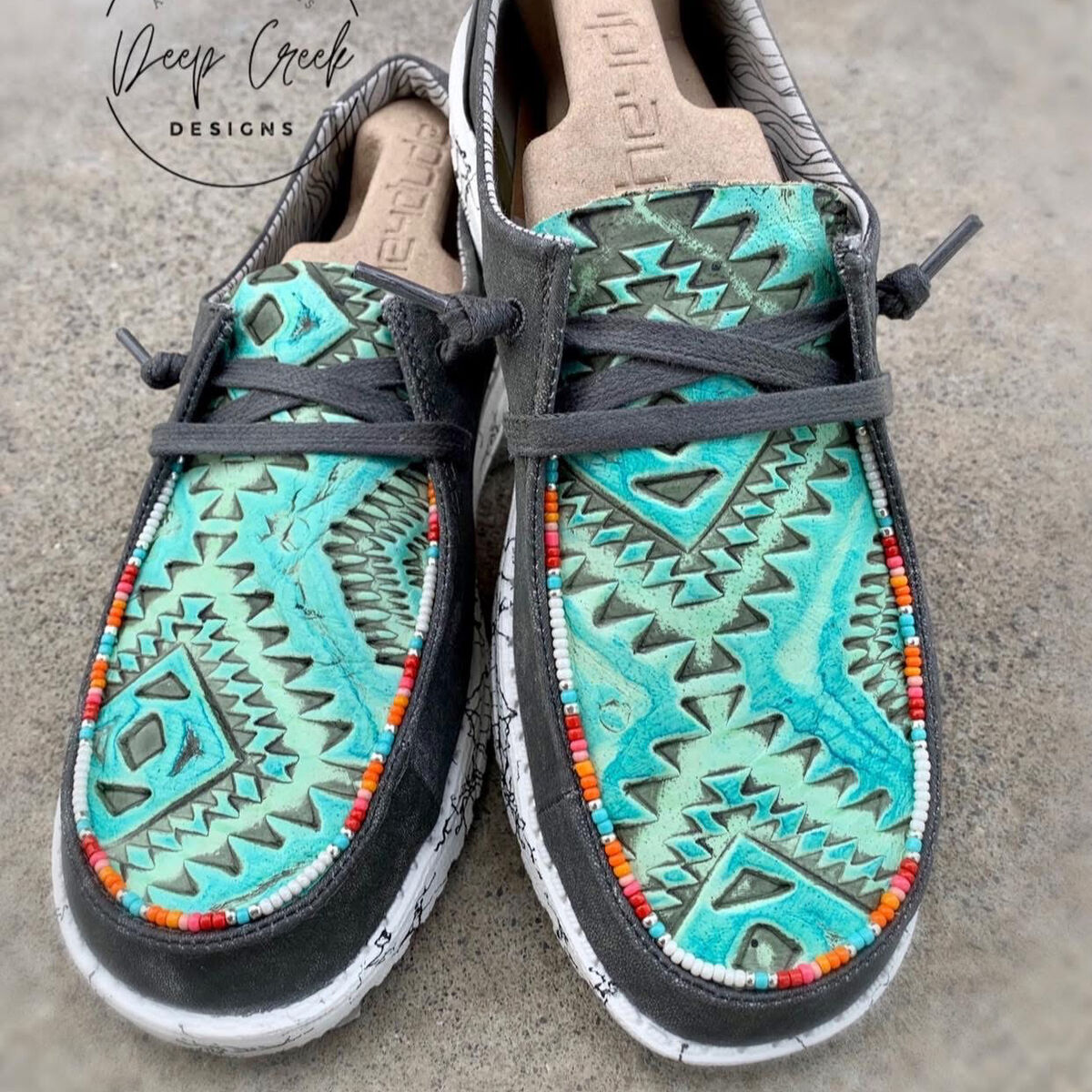 Custom Turquoise Aztec Hey Dudes