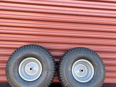 New Set of 2 Hoosier 20X8.00-8 Rear Lawn Tractor Tires Mounted on New Wheels 3/4” Keyed Bore Fits Deere and Craftsman