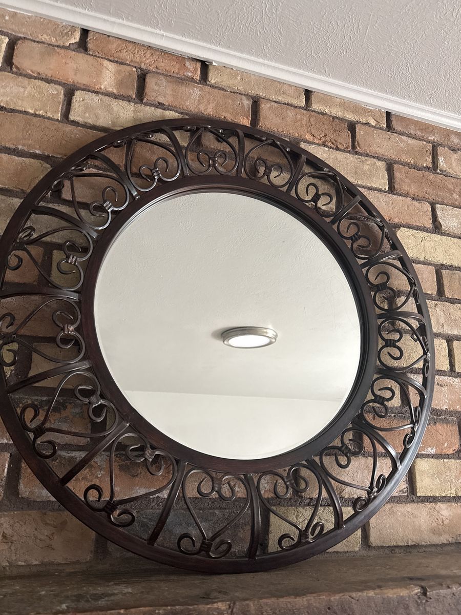 Large round mirror