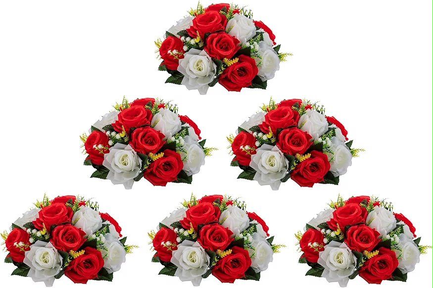 6 PC red rose flower ball centerpieces