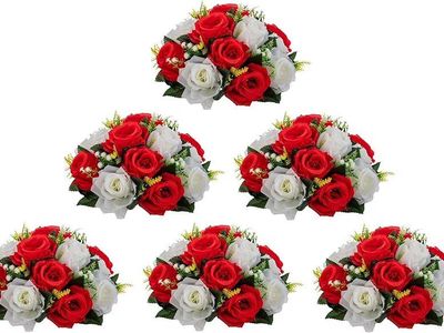 6 PC red rose flower ball centerpieces