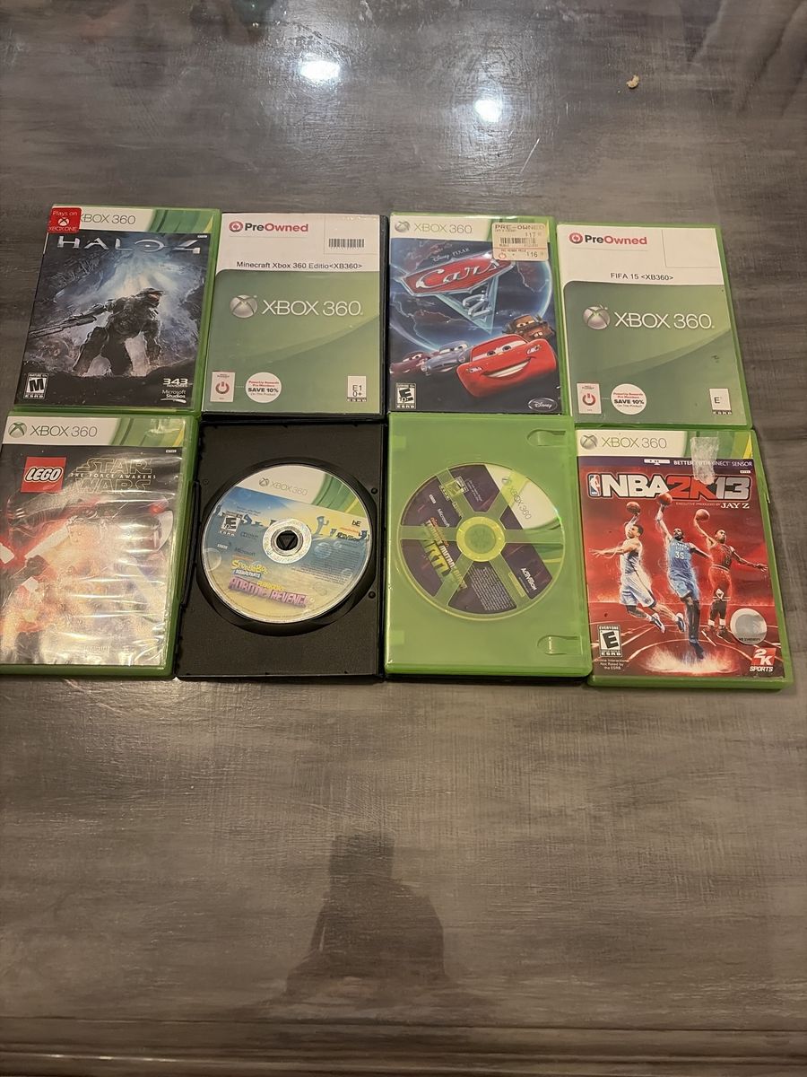 Xbox 360 Video Games Lot - Halo 4, Minecraft, Cars 2, FIFA 15 & More (Used)