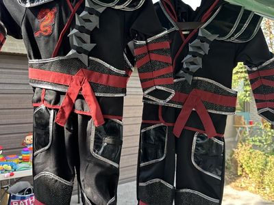 Kids Ninja Costumes Set of 2 Black Red Hooded Halloween Outfits - $5/each