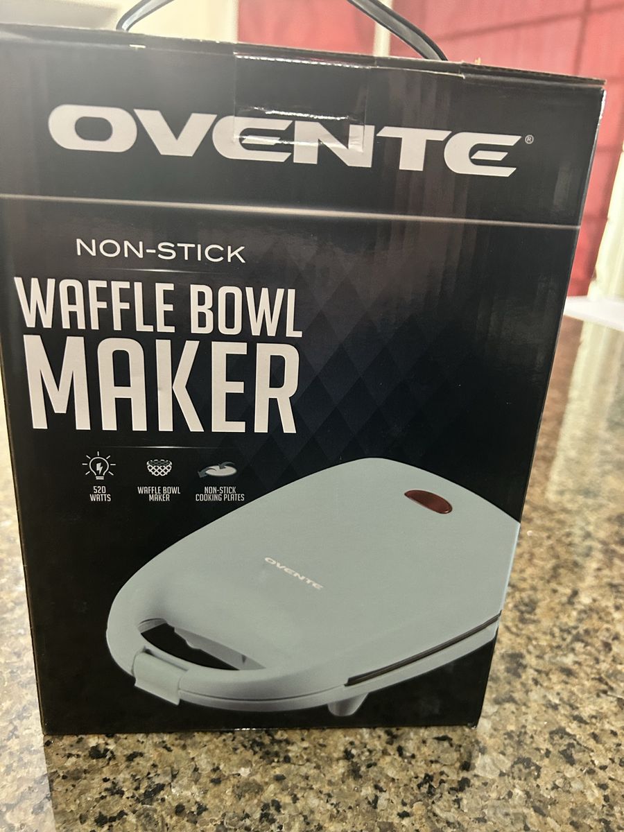 OVENTE Non-Stick Waffle Bowl Maker - 520W, Cool-Touch Handle, Safety Latch - New in Box