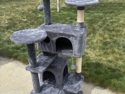 54in Cat Tree Multi-Level Tower Scratching Posts Climbing Ladder Pet House Furniture Dark Gray