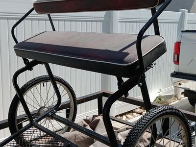 Black Metal Pony/Small Horse Cart with Padded Seat for Driving & Training