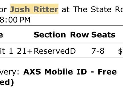 Josh Ritter - The State Room 4/22 D8 Ticket
