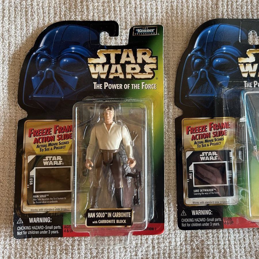 90’s Green Card “Freeze Frame” Kenner Star Wars The Power of the Force Han Solo Carbonite Block Action Figure