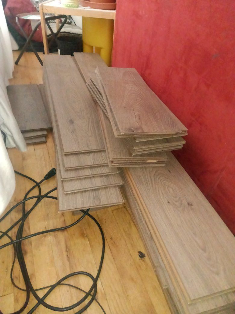 Wood Look Laminate or Engineered Hardwood Flooring Planks Stack