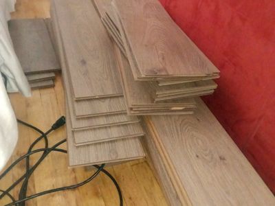 Wood Look Laminate or Engineered Hardwood Flooring Planks Stack
