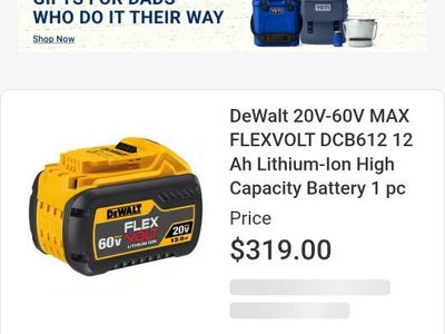 DeWalt FLEXVOLT DCB612 20V-60V MAX 12 Ah Lithium-Ion High Capacity Battery 1 pc