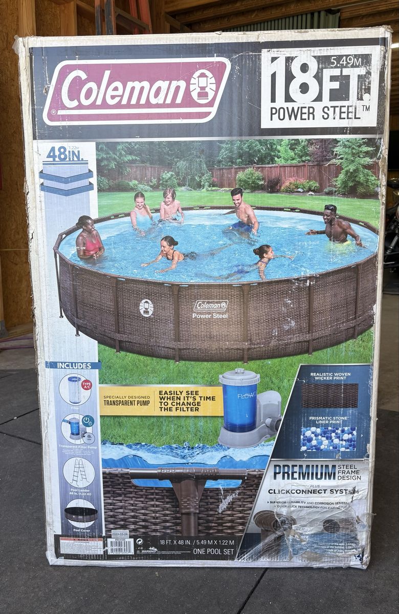 Coleman 18ft Power Steel Above Ground Swimming Pool Set with Pump and Filters