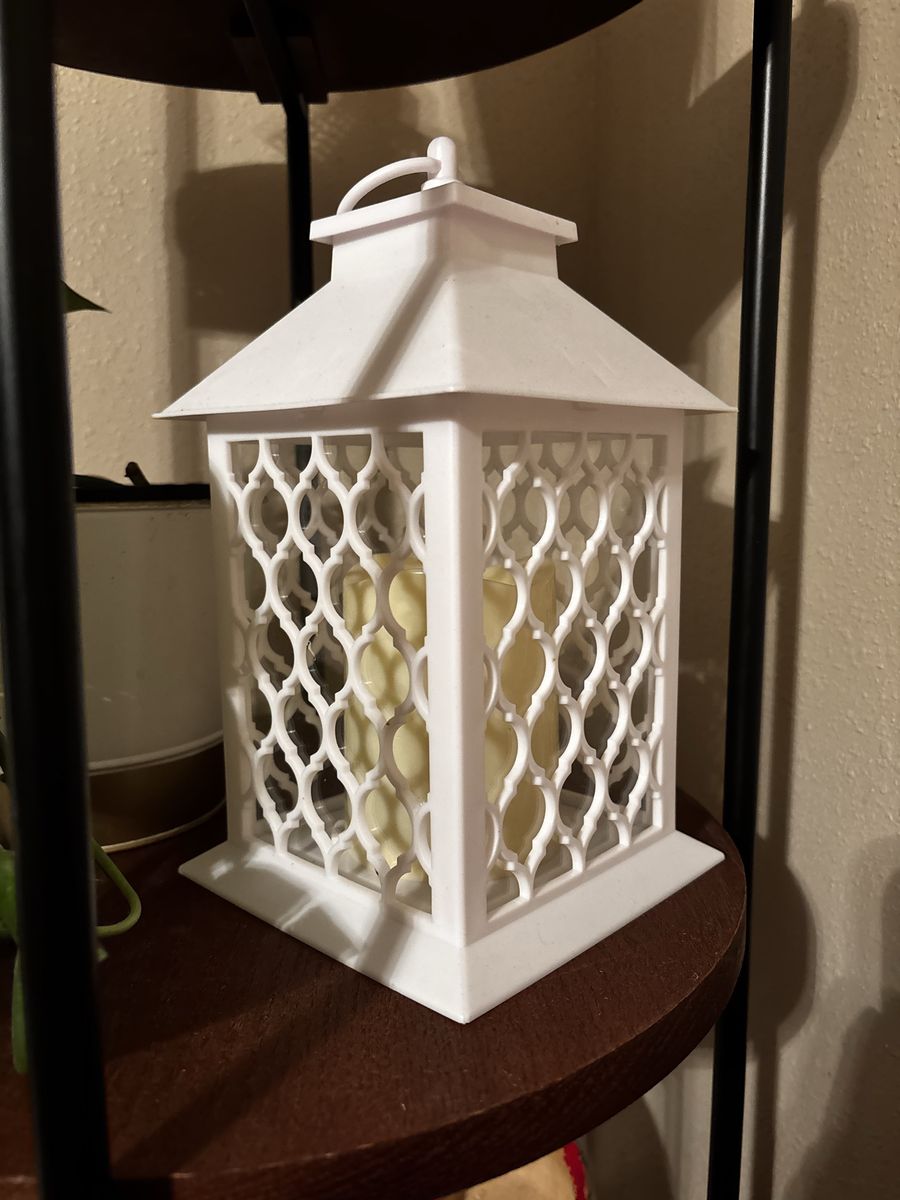 Two White Decorative Lantern with Faux Candle - Used, Good Condition Home Decor