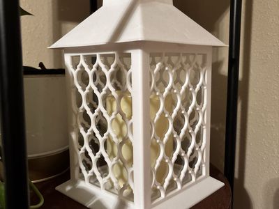 Two White Decorative Lantern with Faux Candle - Used, Good Condition Home Decor