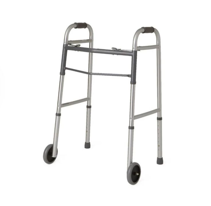 Medline Folding Adult Walker w/Wheels