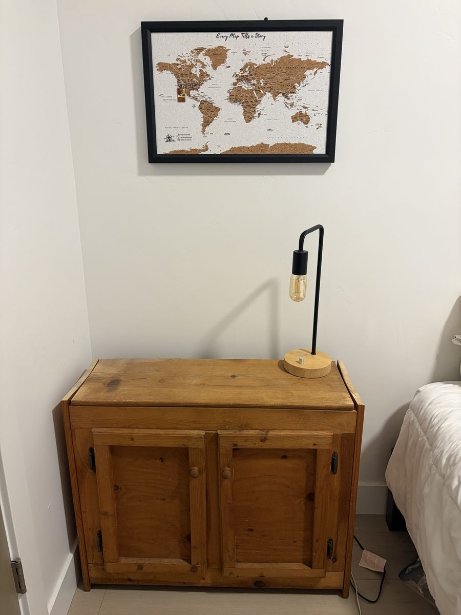 Rustic Wooden Storage Cabinet Nightstand with Two Doors