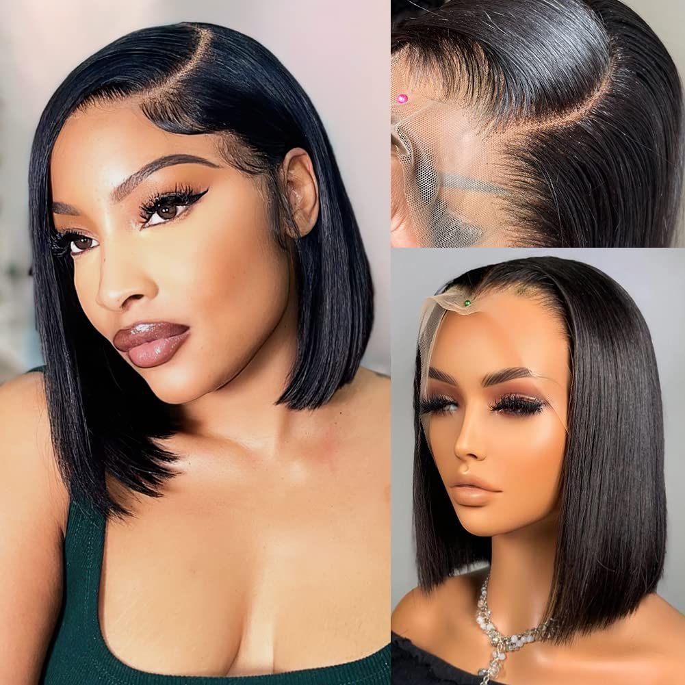 NEW  Flady 10 inch Bob Wig Human Hair 13x4 Frontal Lace Wig Straight With Baby Hair Glueless Short Bob Wigs