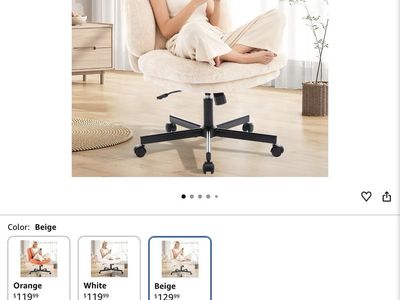Cross-Legged Office Chair with Teddy Plush, Height Adjustable & Rocking