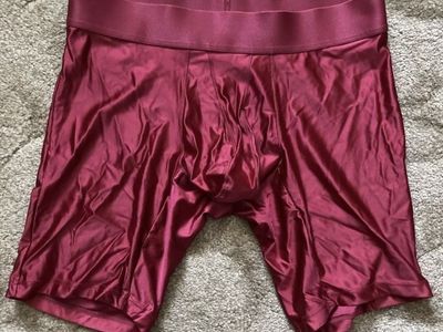 Shiny Red Nylon Spandex Boxer Briefs Underwear US-S/CN-M