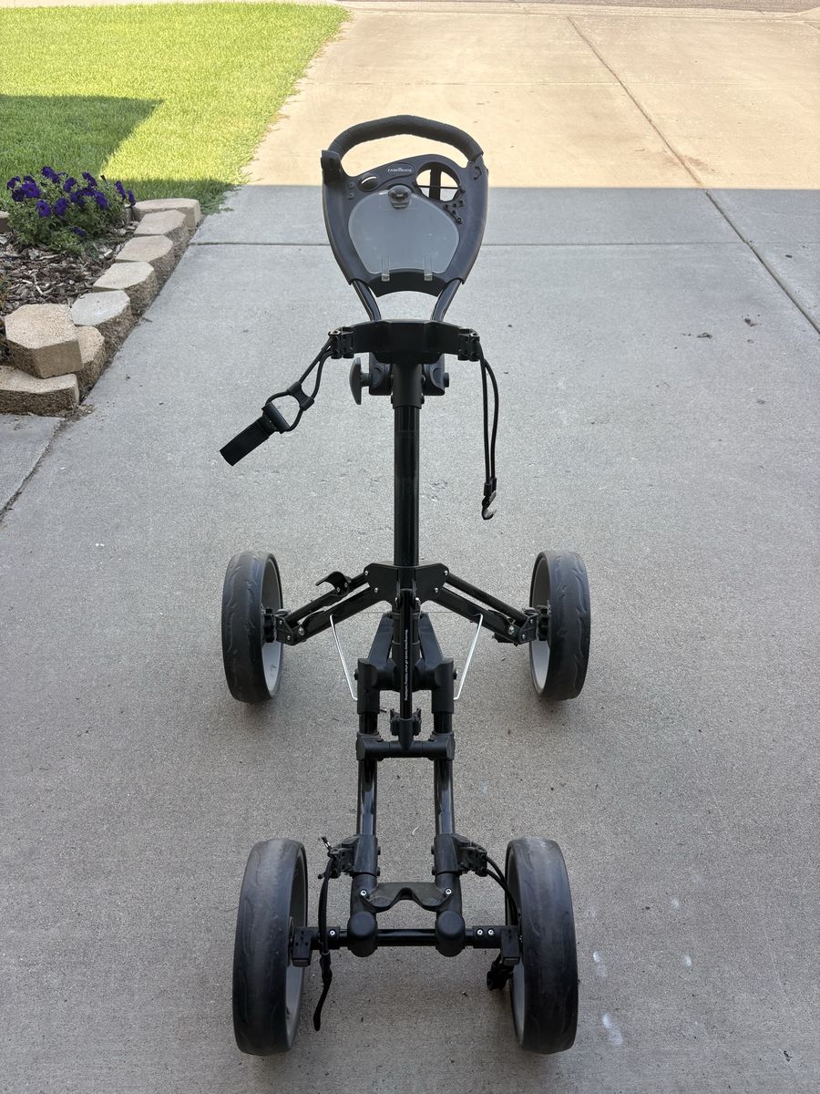 Caddymatic 4-Wheel Golf Push Cart with Scorecard & Drink Holder