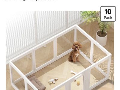 Acrylic dog playpen with rug (new)