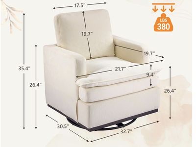 JYWO 360-Degree Swivel Rocking Accent Chair, Beige, Weight Capacity 380lbs