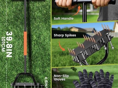 Lawn Aerator with Soft Handle & Sharp Spikes