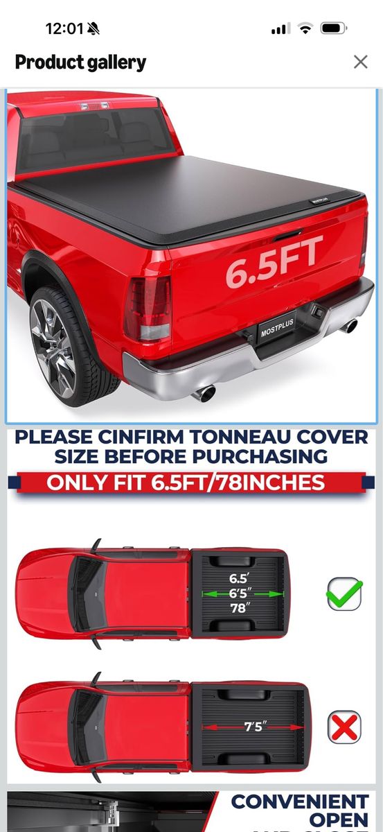Mostplus 6.5 FT Soft Tri-Fold Tonneau Cover for 78 Inch Truck Bed