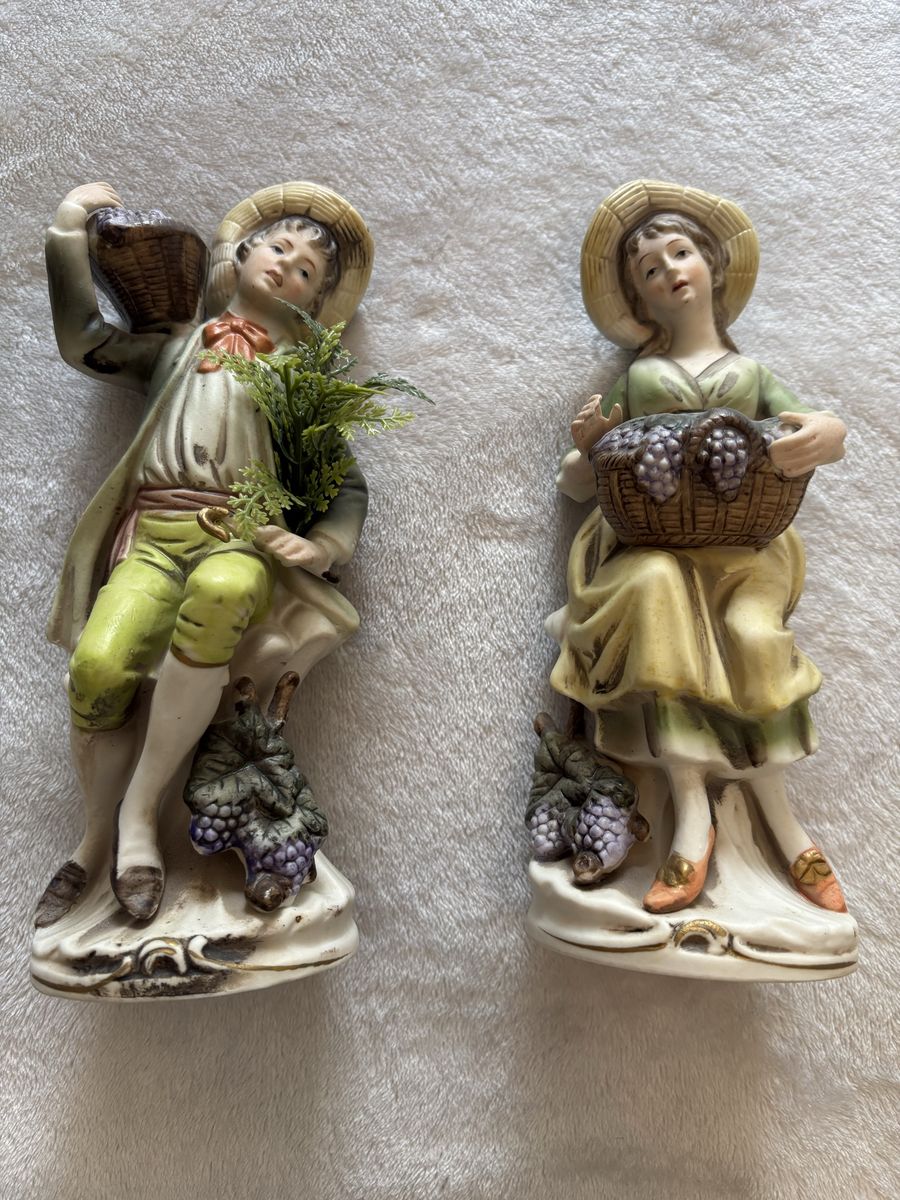 Porcelain Grape Harvest boy and girl