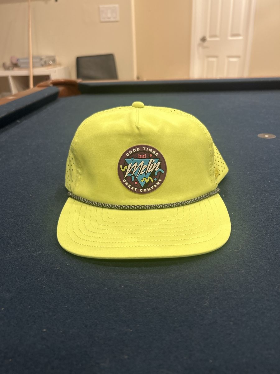Melin Hydro Icon Snapback Hat - Neon Yellow, "Good Times Great Company" Patch, One Size
