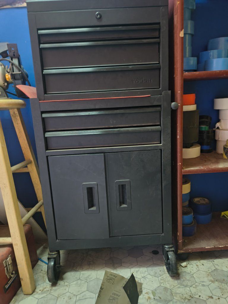 Hyper Tough Rolling Tool Chest & Cabinet - 5-Drawer Top Chest & 2-Door Cabinet Black