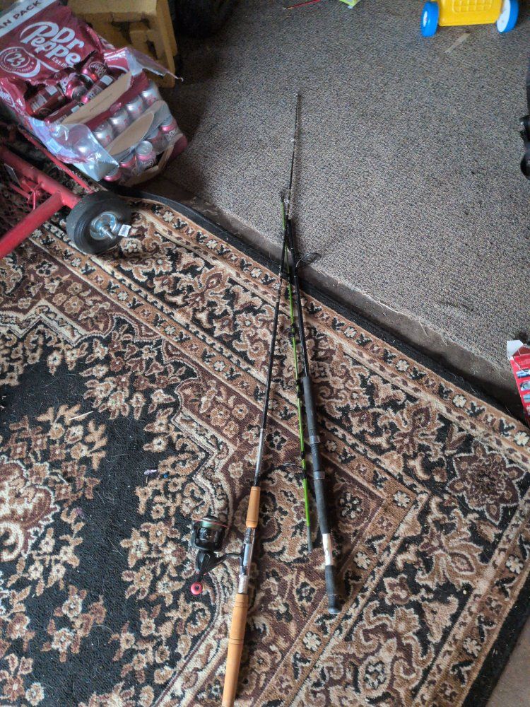 Pair of Used Fishing Rods and Reel - Tackle Gear for Fishing Enthusiasts