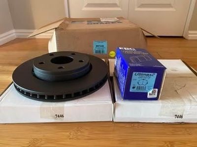 Front brake kit for 2007 - 2018 Jeep Wrangler JK. EBC RK7446 Ultimax 2 Brake Rotors & UD1273 Pads
