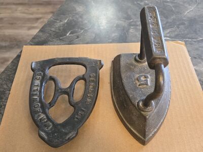 Antique Iron and Stand Set