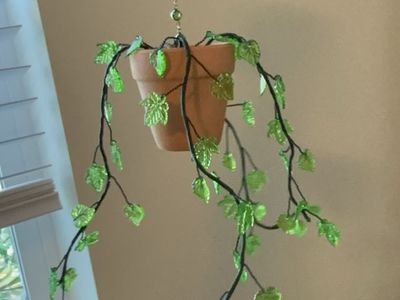 Custom handmade large hanging beaded plants.