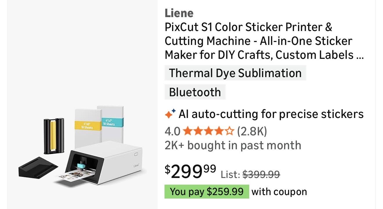 Liene S-1 PixCut Photo & Sticker Printer/Cutter